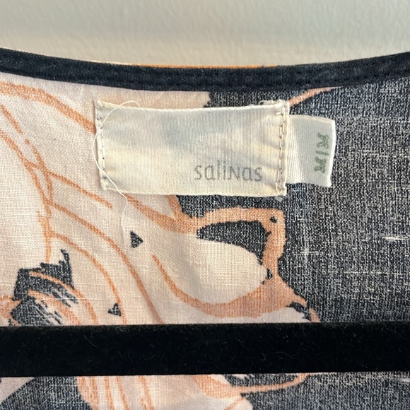 Salinas linen koi print wrap dress with peekaboo midriff sz M - Picture 3 of 5